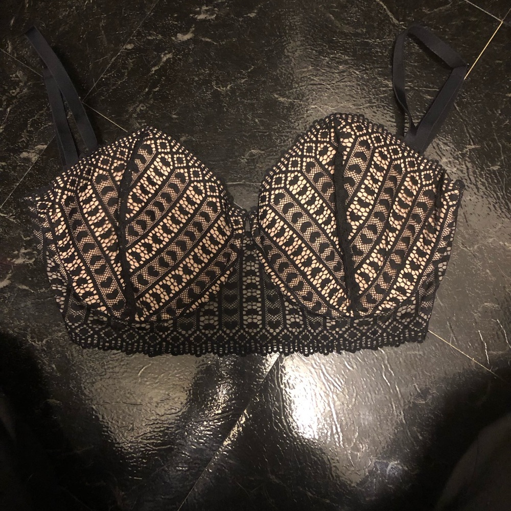 Adorme Underwire Black Lace Corset Bra